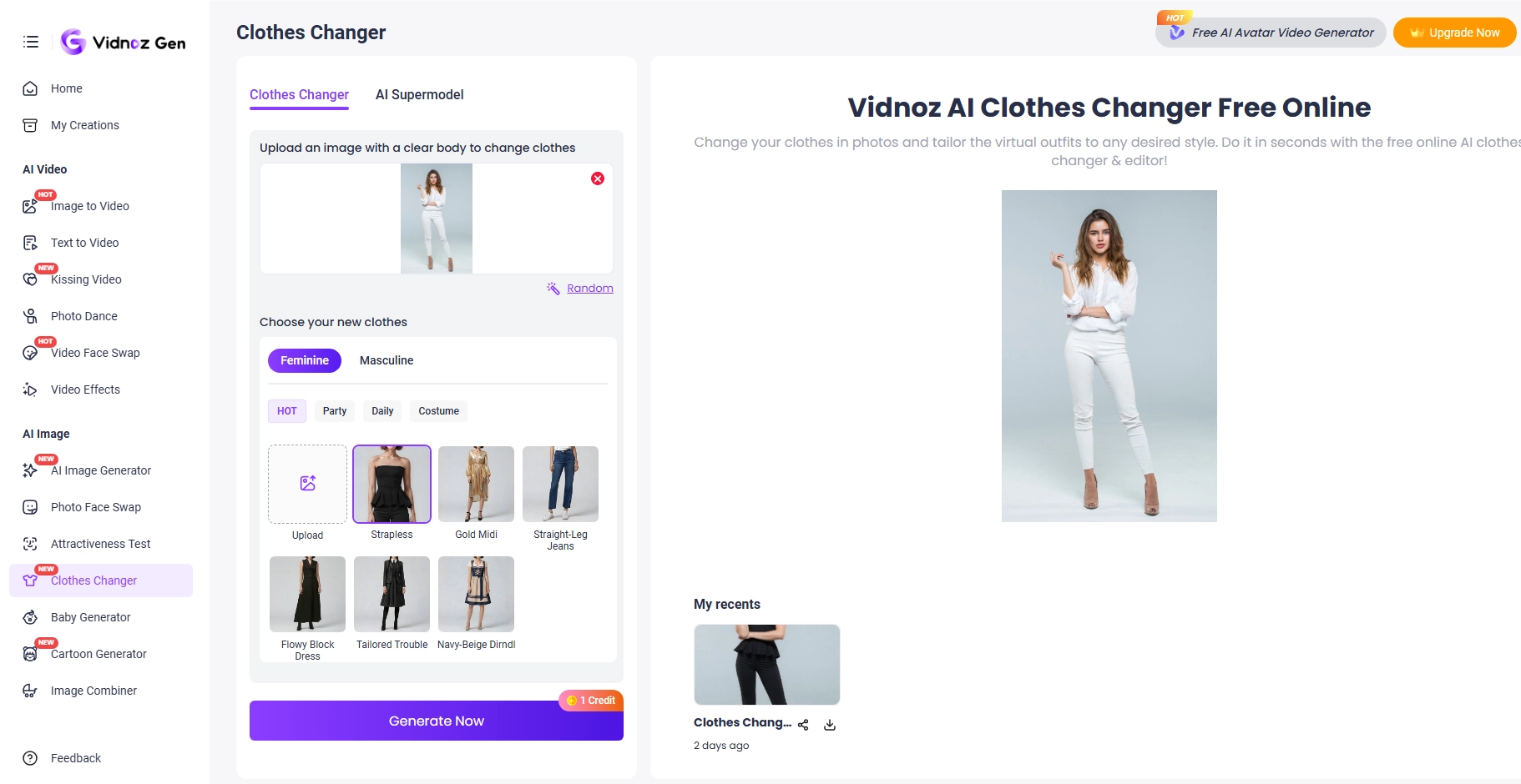 Clothes Swap with Vidnoz AI Clothes Changer