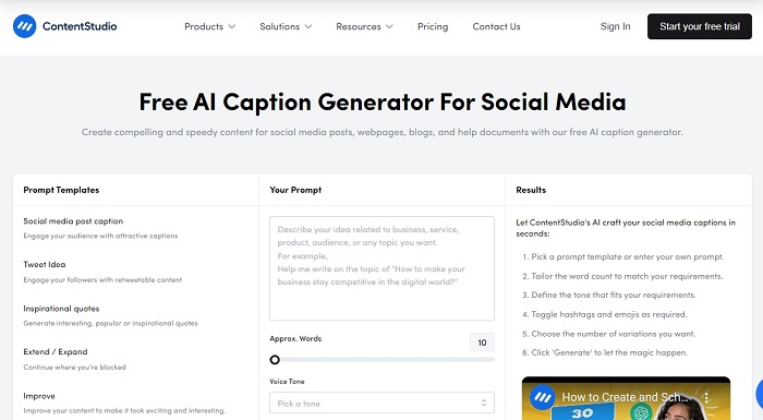 AI Caption Generator - Content Studio