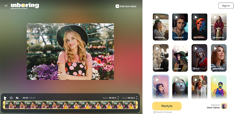 Convert Video to Cartoon with Unboring in Any Style