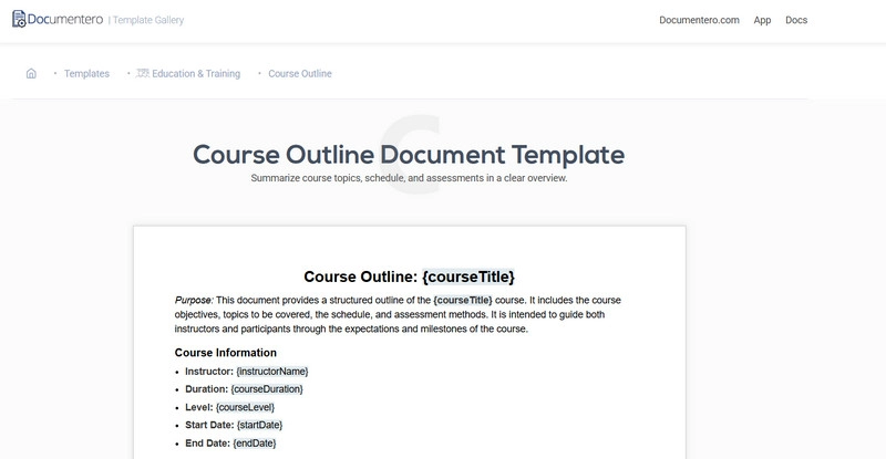 Course Outline Generator Documentero