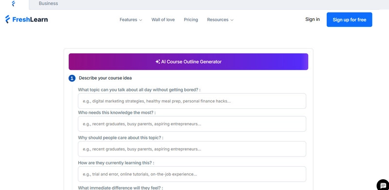 Course Outline Generator FreshLearn