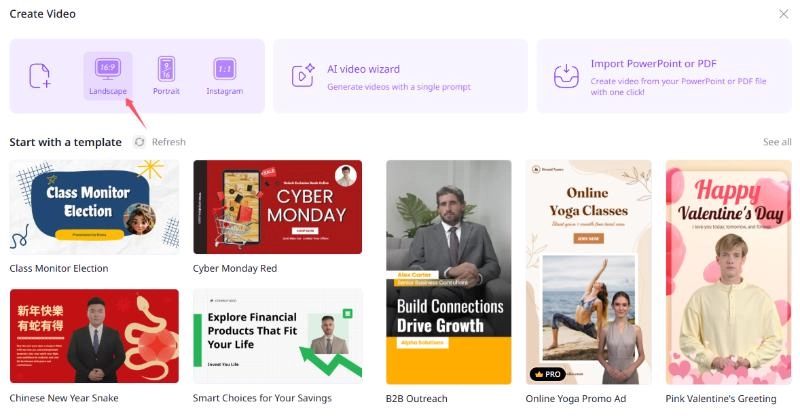 Create a Video and Choose the Aspect Ratio