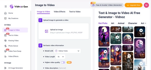 Create Aging Videos with Vidnoz Gen
