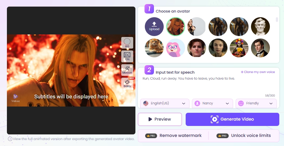 Create an AI Talking Sephiroth