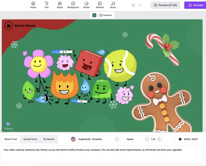 Create BFDI Stories with Vidnoz AI