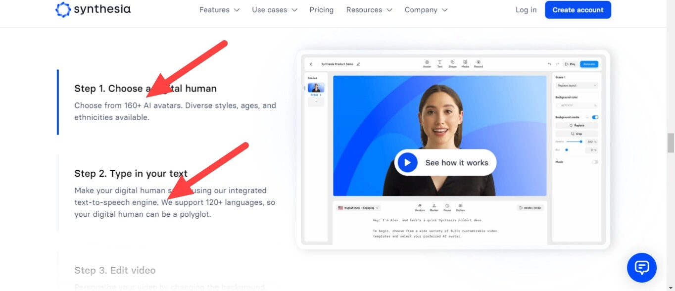 Create Digital People Text to Videos with Synthesia Step 1