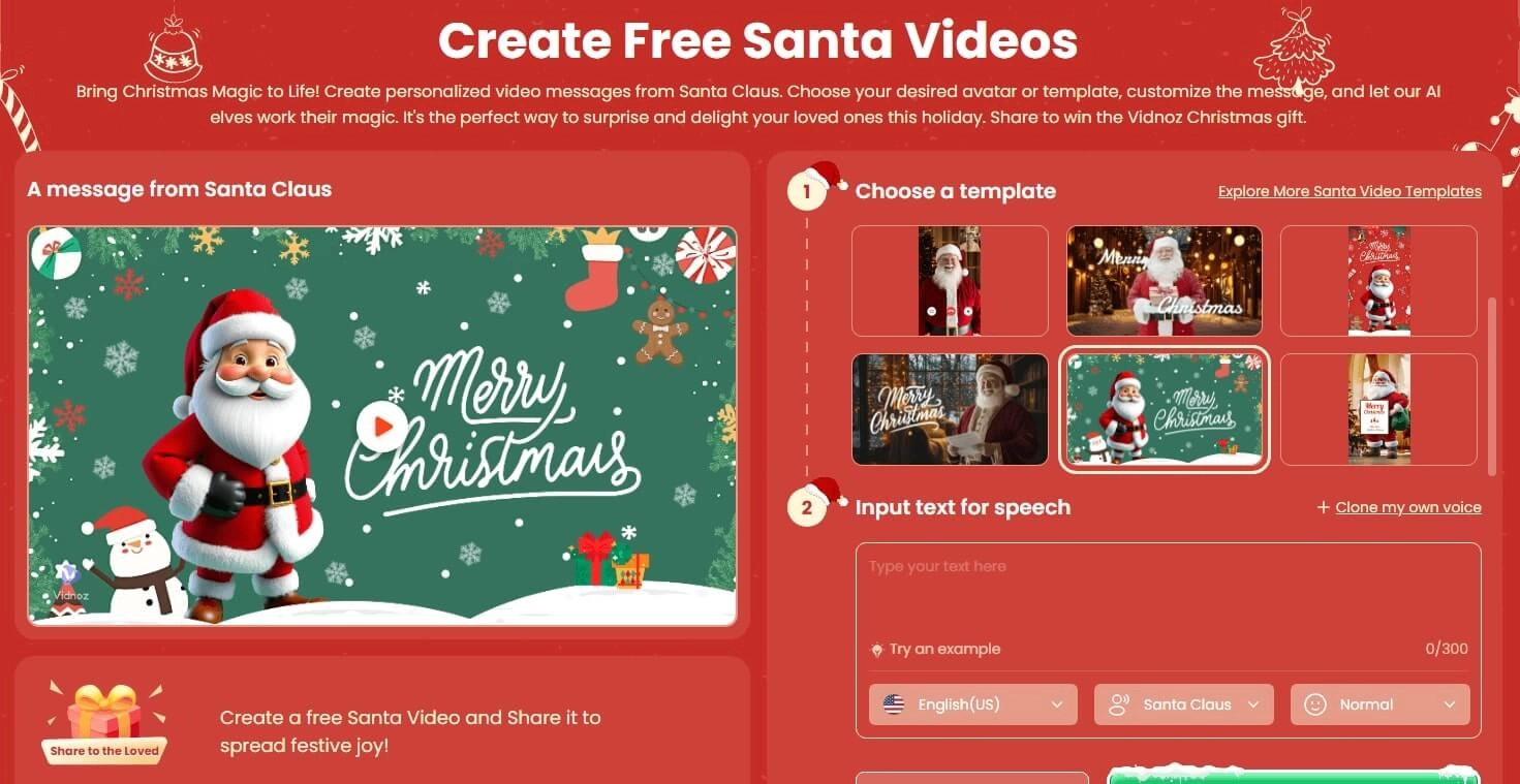 Create Free Santa Cartoon Videos for Greetings