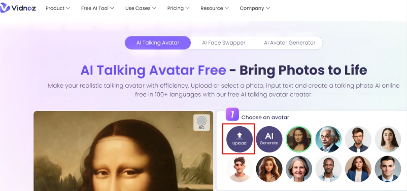 Create Headshot from Photo Vidnoz AI Talking Avatar Upload Photo