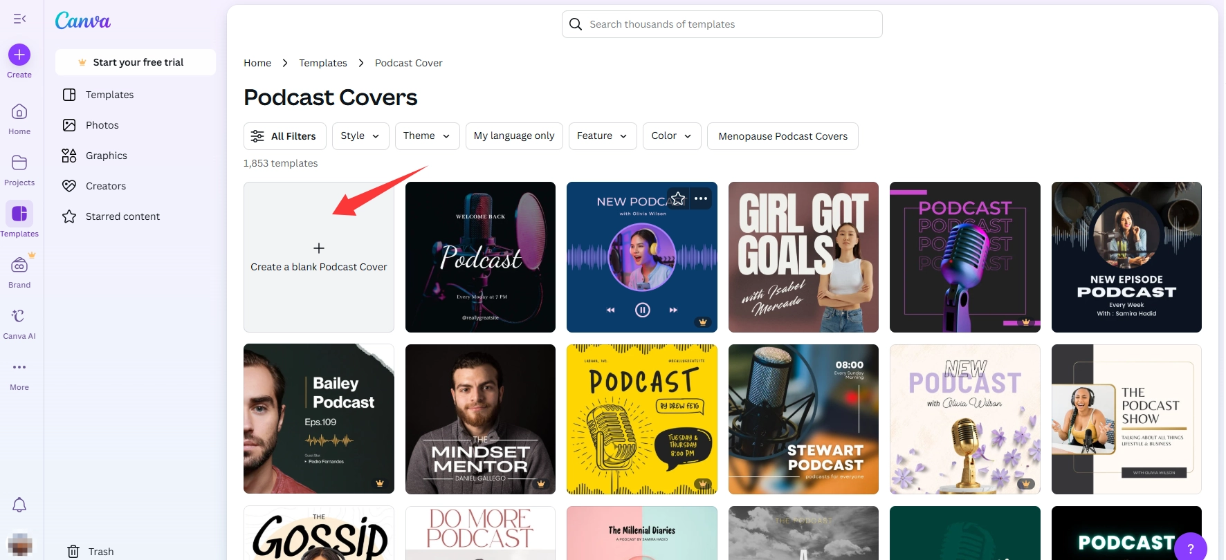 Create Podcast Cover Art with Canva - Step 1