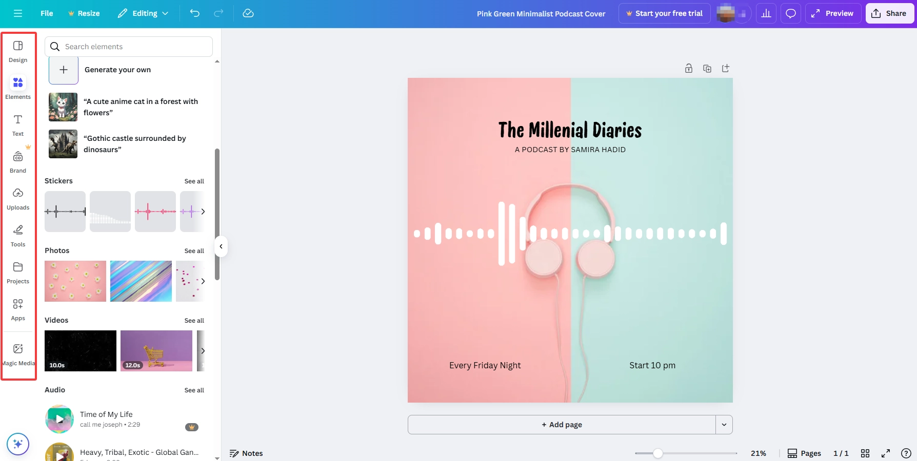 Create Podcast Cover Art with Canva - Step 2