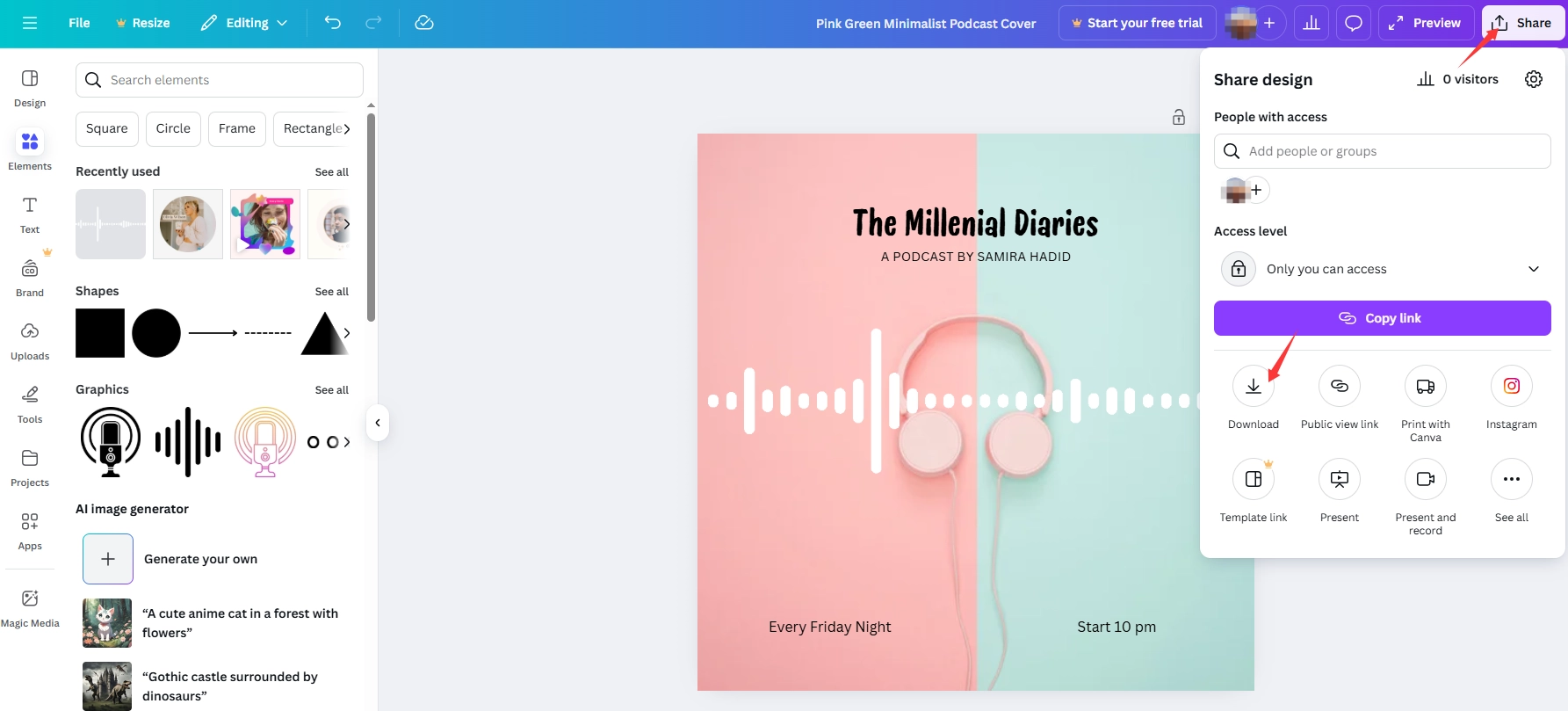 Create Podcast Cover Art with Canva - Step 3
