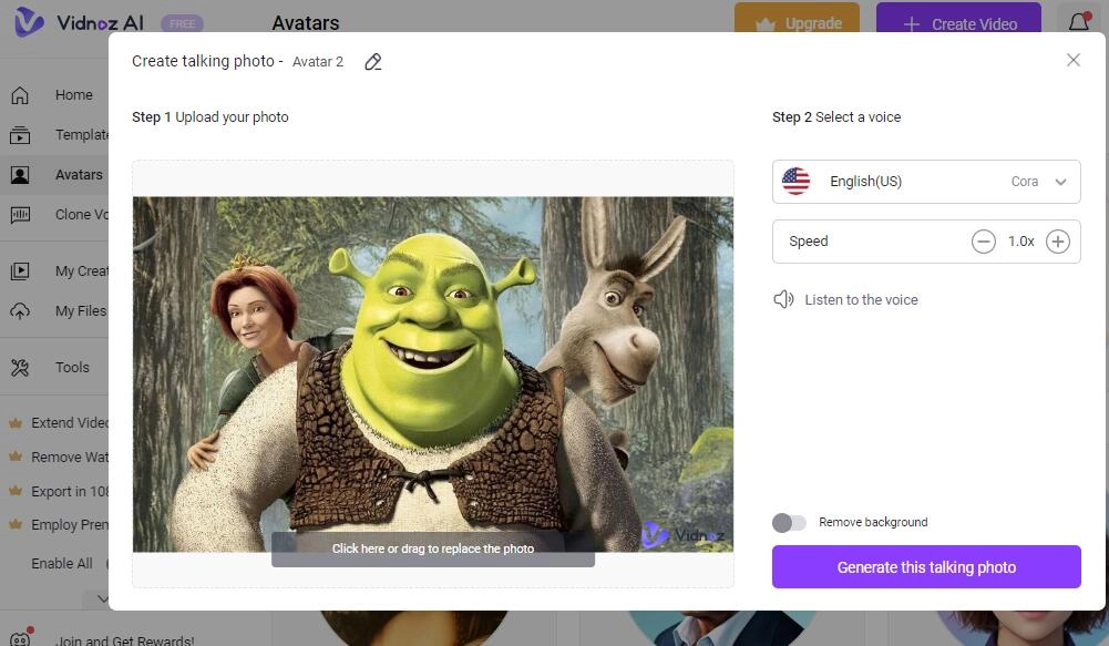 Create Shrek Talking Photo