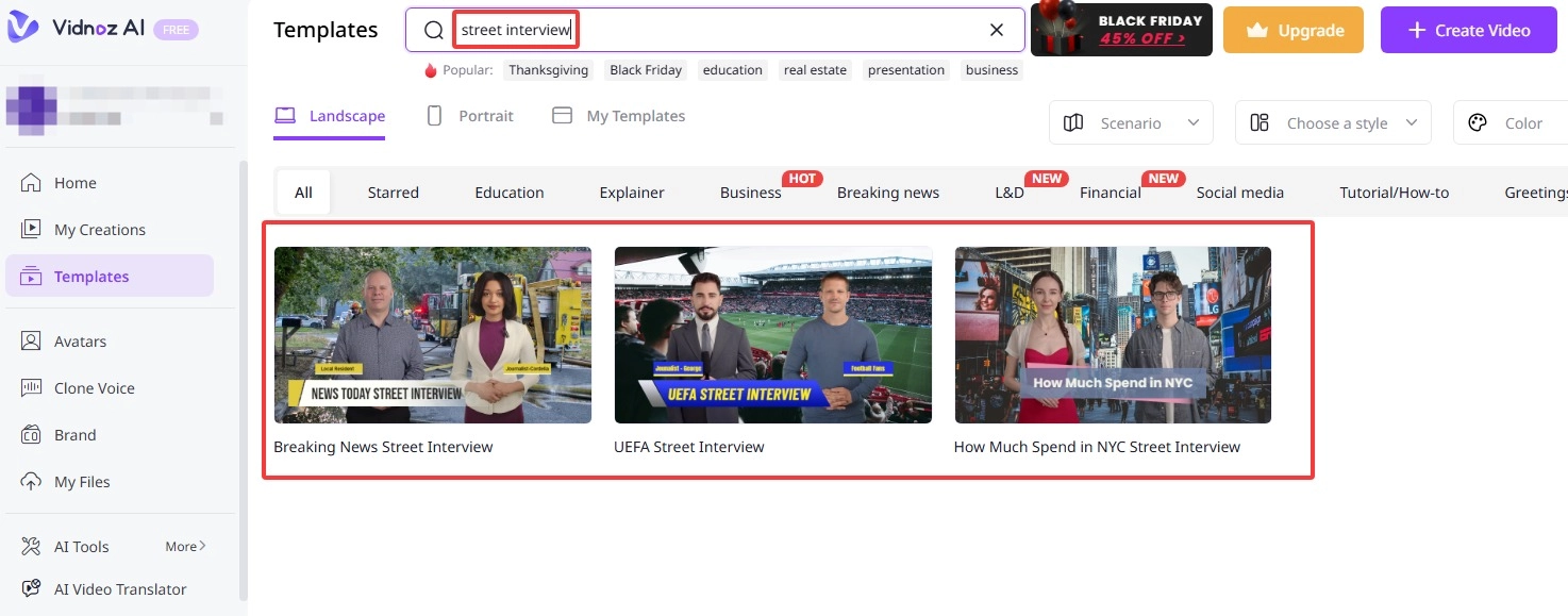 Create Street Interview AI Video with Templates