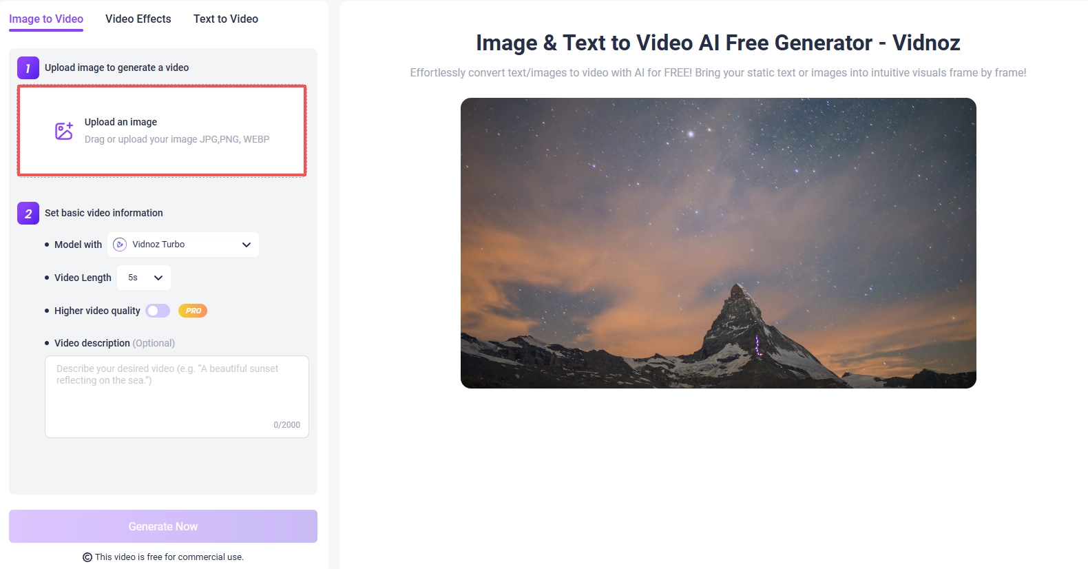 Create Videos with Vidnoz Image to Video - 3