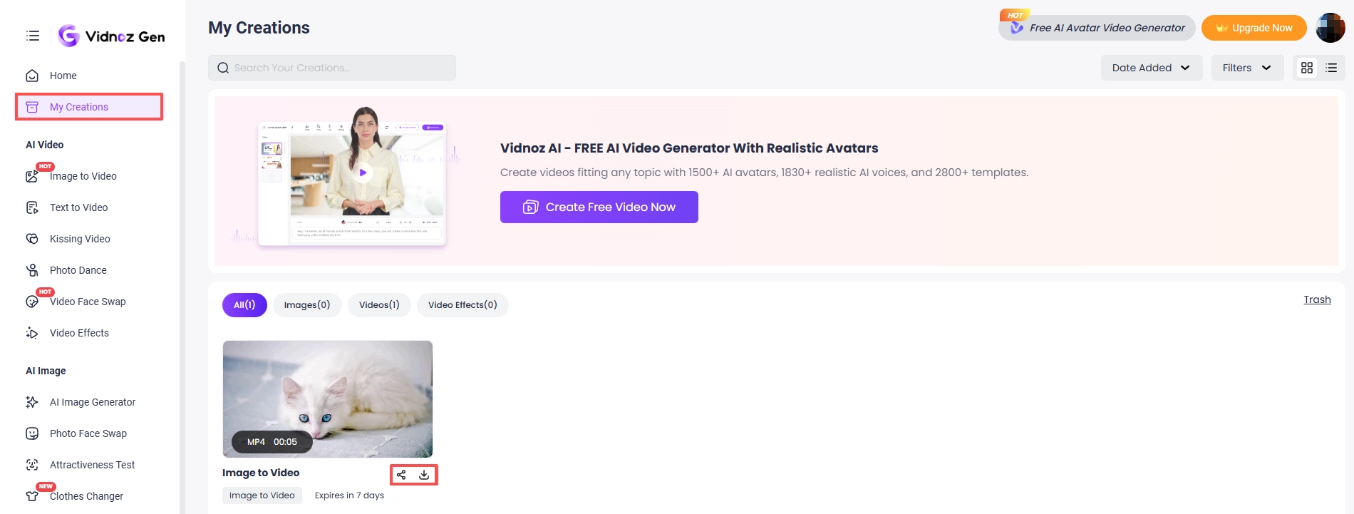 Create Videos with Vidnoz Image to Video - Download