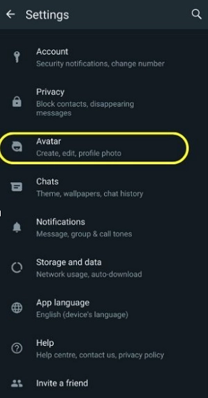 Create WhatsApp Avatar on Android 2