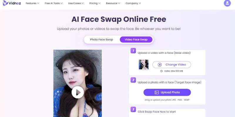 Create Your Own Deepfake Porn Vidnoz Face Swap Upload Video