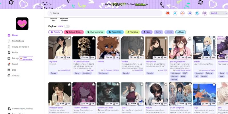 CrushonAI Free Online Tool for Sexting with AI Characters