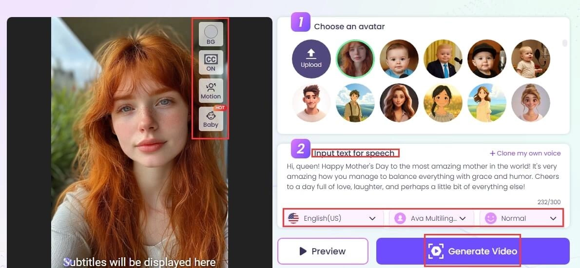 Customize and Generate Talking eCard Video