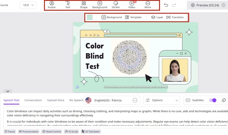 Customize the Color Blind Test Video