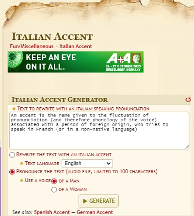 dCode - Deep Fake Italian Accent Generator
