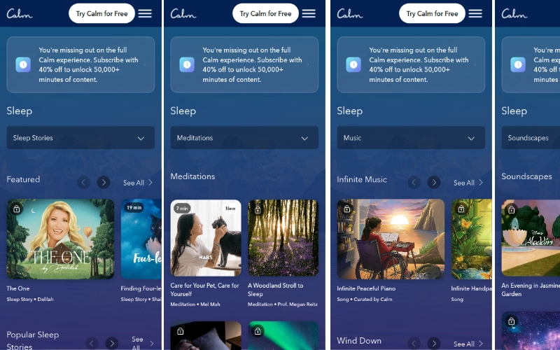 Deep Sleep Music Meditation App Interface For Better Rest