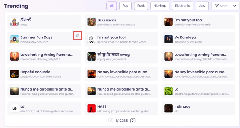 Delete Recently Generated AI Music