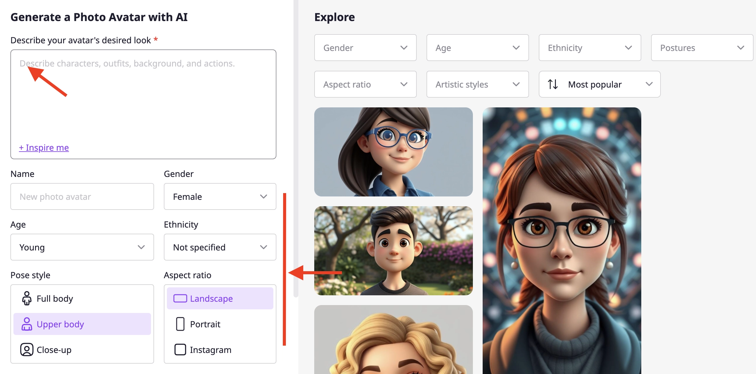 Describe Your Actor and Click on Generate