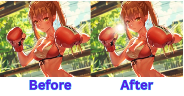 Difference of Adding Sunlight Flare to Anime Images