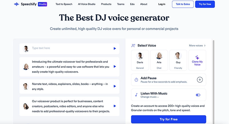 DJ Voice Generator Speechify