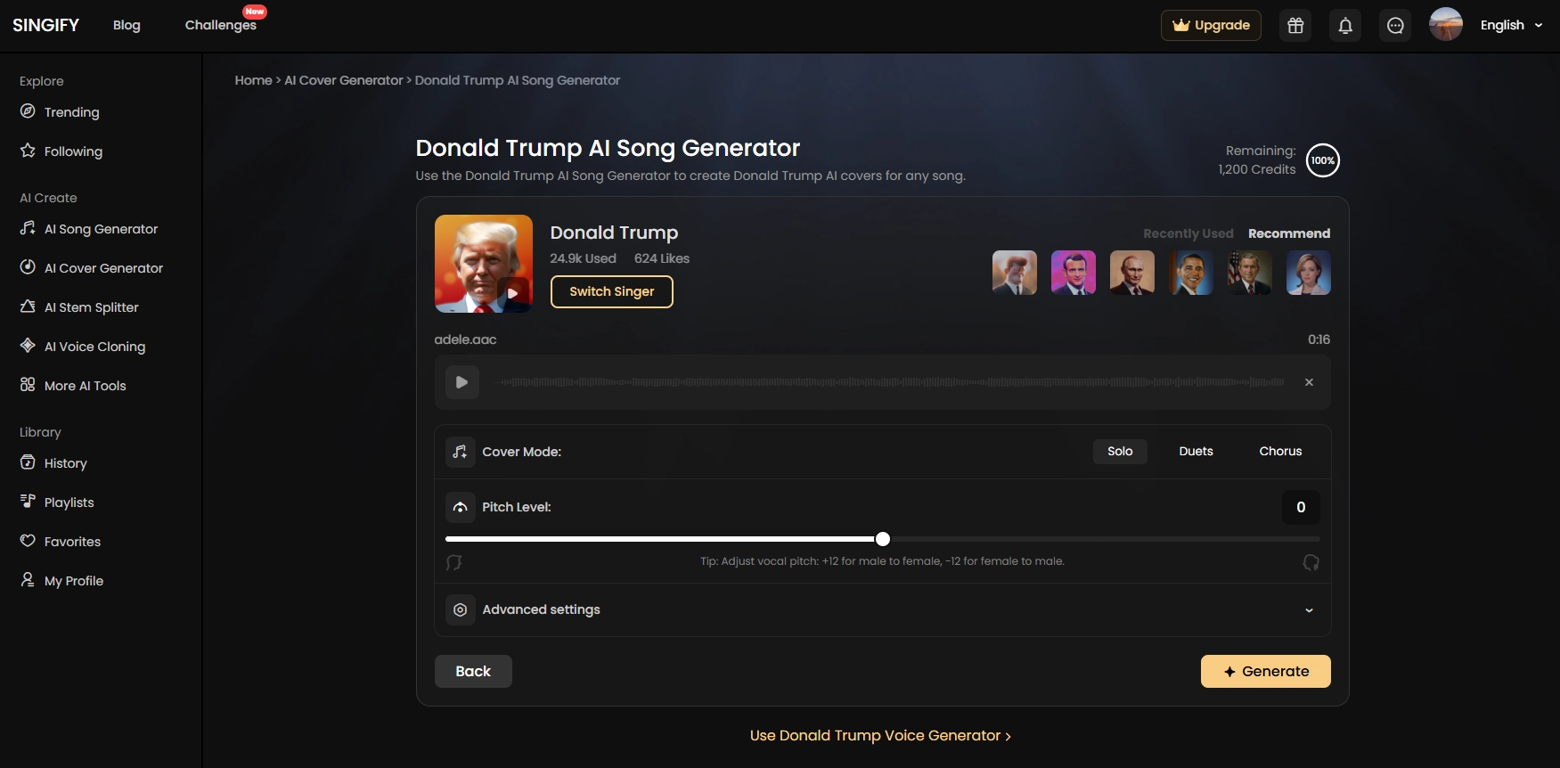 Donald Trump AI Song Cover - Signify