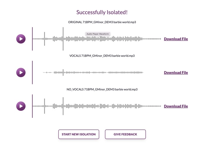 Download Separated Audio Without Vocals