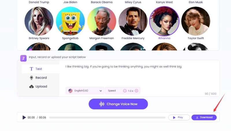Download Your Celebrity AI Voice in Vidnoz