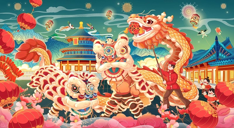 Chinese New Year Dragon and Lion Dances