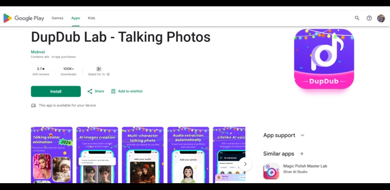 DupDub Lab Free Android App to Make Photo Talk