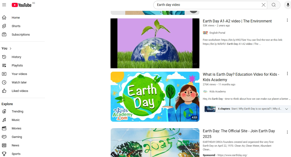 Earth Day Video Content On YouTube