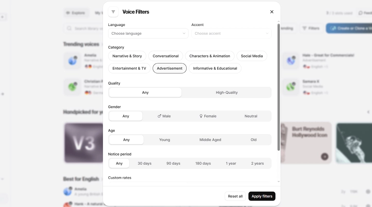 Elevenlabs Preset Ad Voice