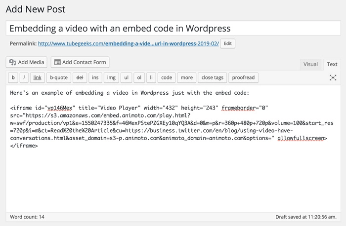 Embed Video on Website with WordPress