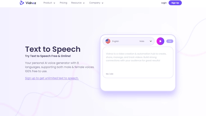 English Text to Speech Vidnoz