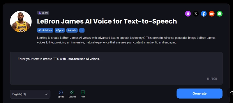 Enter Filme LeBron AI Voice Generator