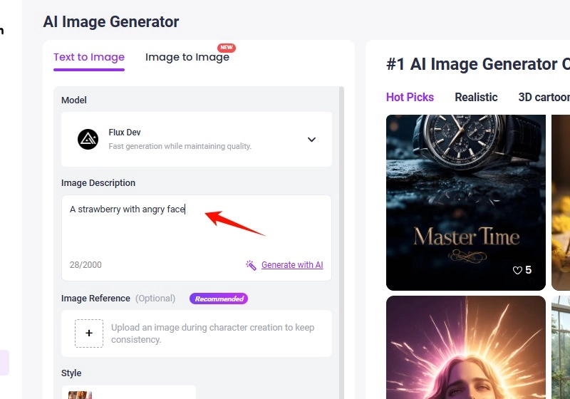 Enter Prompts for AI Fruit Face
