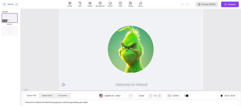 Enter Text You Want Grinch to Say with Vidnoz AI