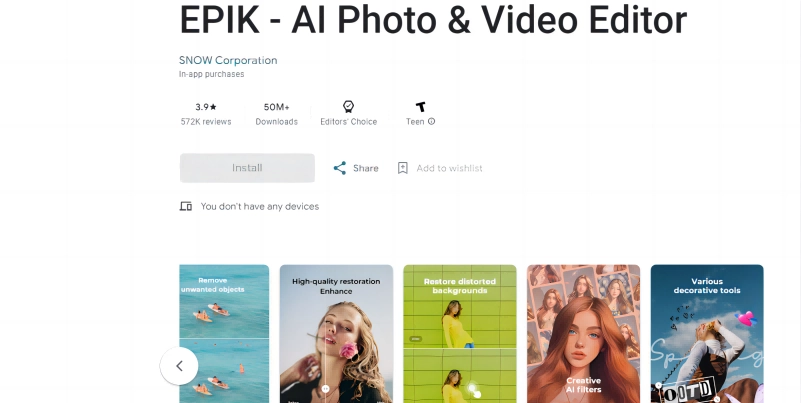 EPIK AI Photo Editor for Yearbook Photo