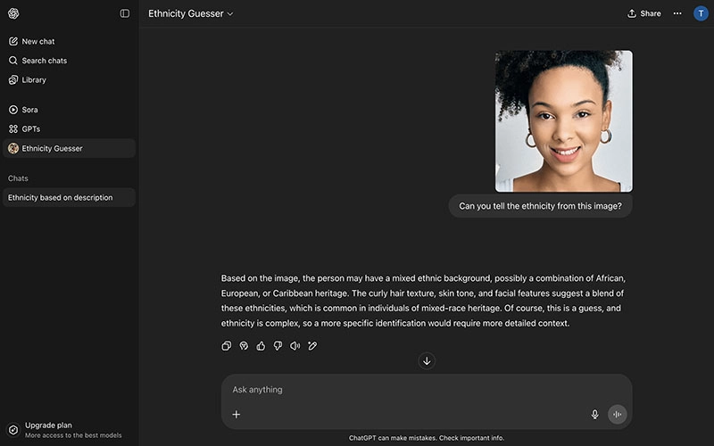 Ethnicity Guesser ChatGPT