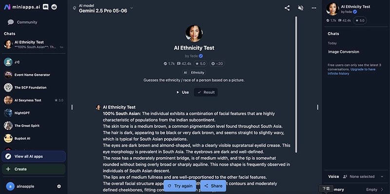 Ethnicity Guesser Miniapps