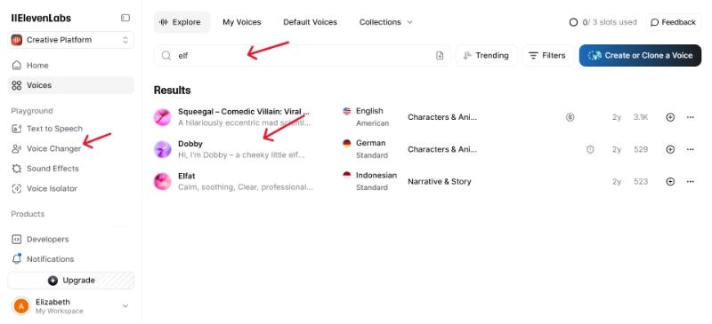 Explore the Elf Voices in Voice Library