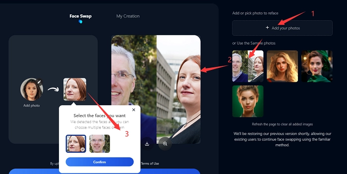 How to Reface in a Photo on FaceSwapper AI - Step 2