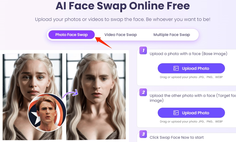 Face Expression Changer - Vidnoz Face Swapper Step 1