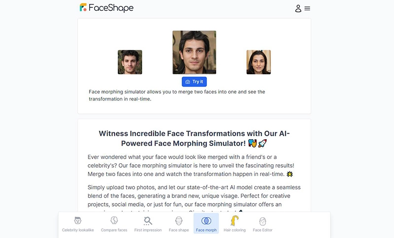 FaceShape Free Face Morph Online