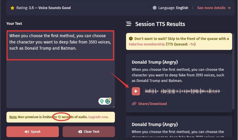 FakeYou Deepfake Text to Speech